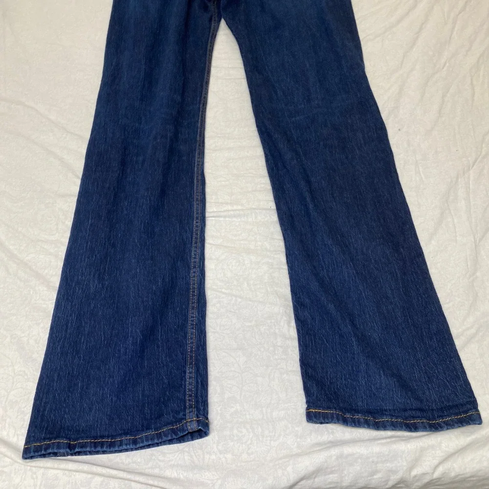 Levis 505 Regular Fit Jeans Mens 42x38 Blue Denim Stretch Straight Leg
